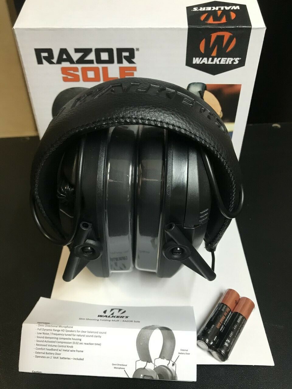Walker's Razor Sole Slim Electronic Ear Muffs Black Range
