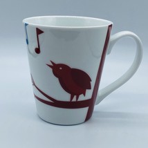 STARBUCKS Coffee Mug Cup 2012 Singing Bird Music Notes Red White 12oz - $9.95