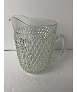Vintage Indiana Glass Company Clear Diamond Point 52 oz Pitcher 8&quot; Tall - $12.86
