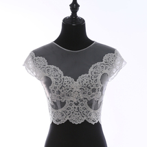 Deep V Illusion Neckline Lace Tops Sleeveless Empire Style Lace Bridesmaid Tops image 8