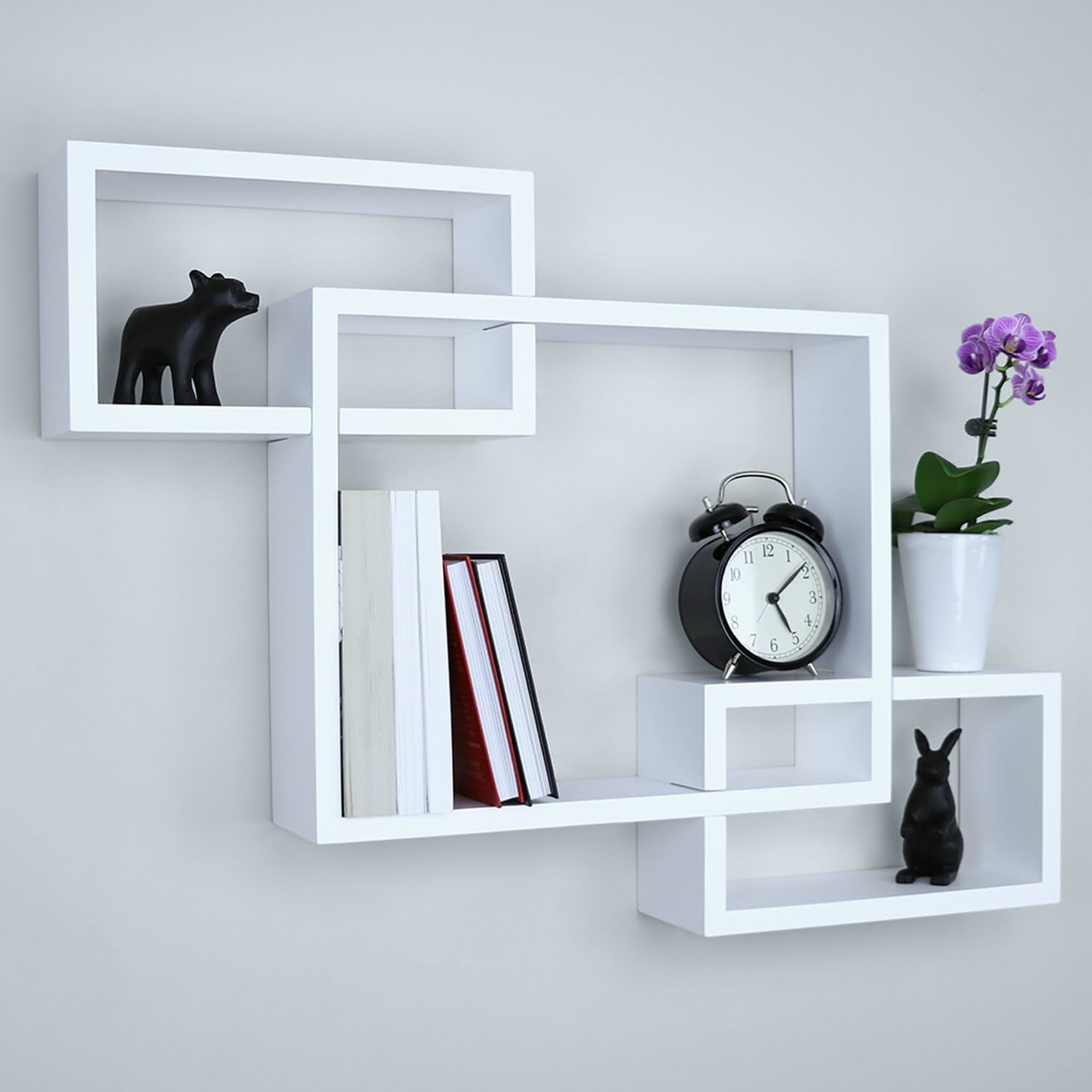 Ballucci Modern Ledge Wall Shelves, Set of 4, White