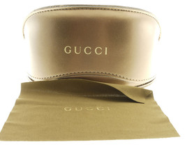 Gucci Gold Brown Large Clamshell Leather Case With Cloth & Cardboard Box - $37.05