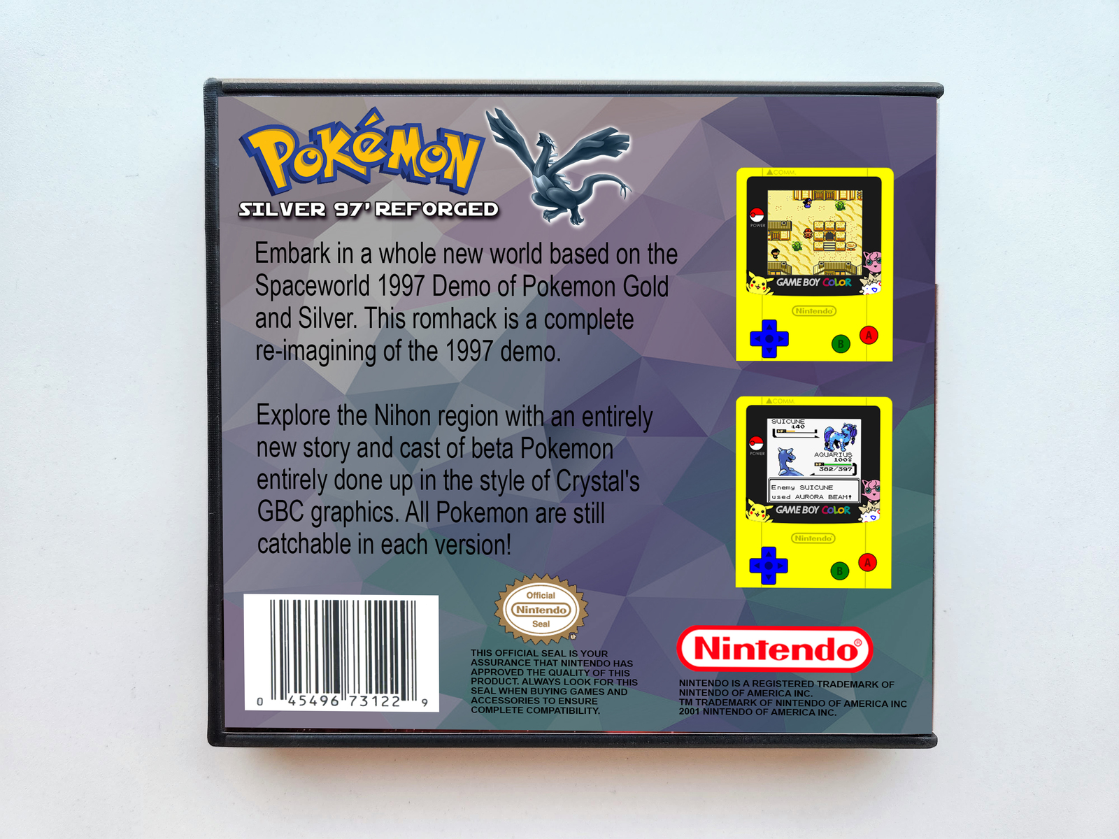 Pokemon Super Silver 97 Reforged Game / Case Gameboy Color (GBC) USA ...