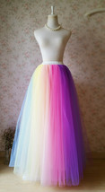 Adult RAINBOW Tulle Skirt Multi Colored Long Rainbow Tutu Skirts Plus Size 