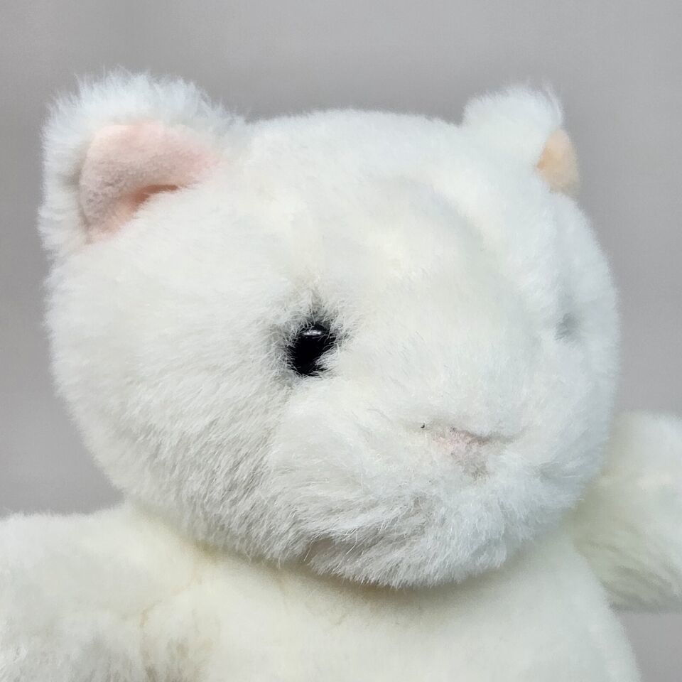 6" VINTAGE 1986 GUND WHITE KITTY CAT BABY RATTLE STUFFED ANIMAL PLUSH