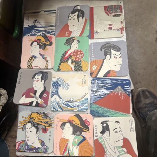Japanese Fine Art Ukiyoe Miniature Print Coasters 12 Vintage Block