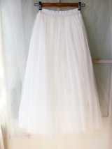 WHITE Long Tulle skirt White Wedding Tulle Skirt Plus Size White Tulle Skirt image 2