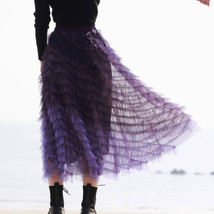 Purple Layered Tulle Skirt Outfit  Womens A-line Tulle Midi Skirt Plus Size