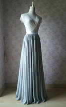 Blue Wedding Chiffon Skirt Flowy Blue Bridesmaid Chiffon Skirts Plus Size image 13