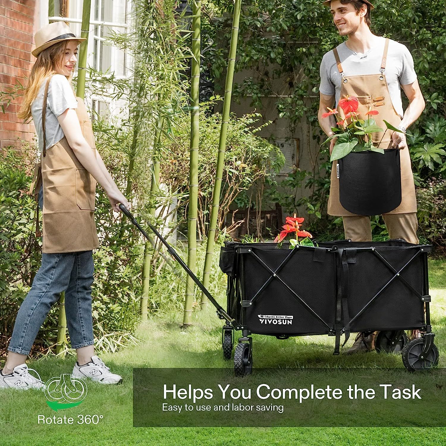 Costway Collapsible Folding Wagon Cart Outdoor Utility Garden