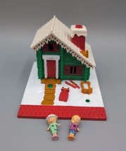 Polly Pocket Bluebird 1993 Christmas Ski Lodge Chalet House W 2 Doll Figures - $43.53