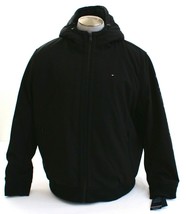 Tommy Hilfiger Black Softshell Bomber Hooded Jacket Sherpa Lining Men&#39;s ... - $146.24