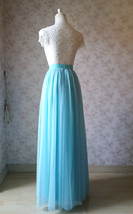 Blue Tulle Maxi Skirt, Floor Length Tulle Skirt, Plus Size Wedding Skirt Outfit image 4