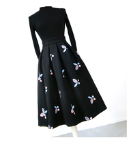 Women Black Winter Wool Pleated Skirt High Waisted Midi Pleated Skirt Plus Size image 6