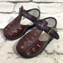 4.5” Baby Doll Shoes Dark Brown Faux Leather Buckle Sandles - $9.89