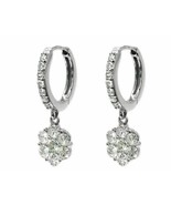 1.20Ct Round Cut Diamond Cluster Flower Dangle Earrings 14k White Gold F... - $126.22