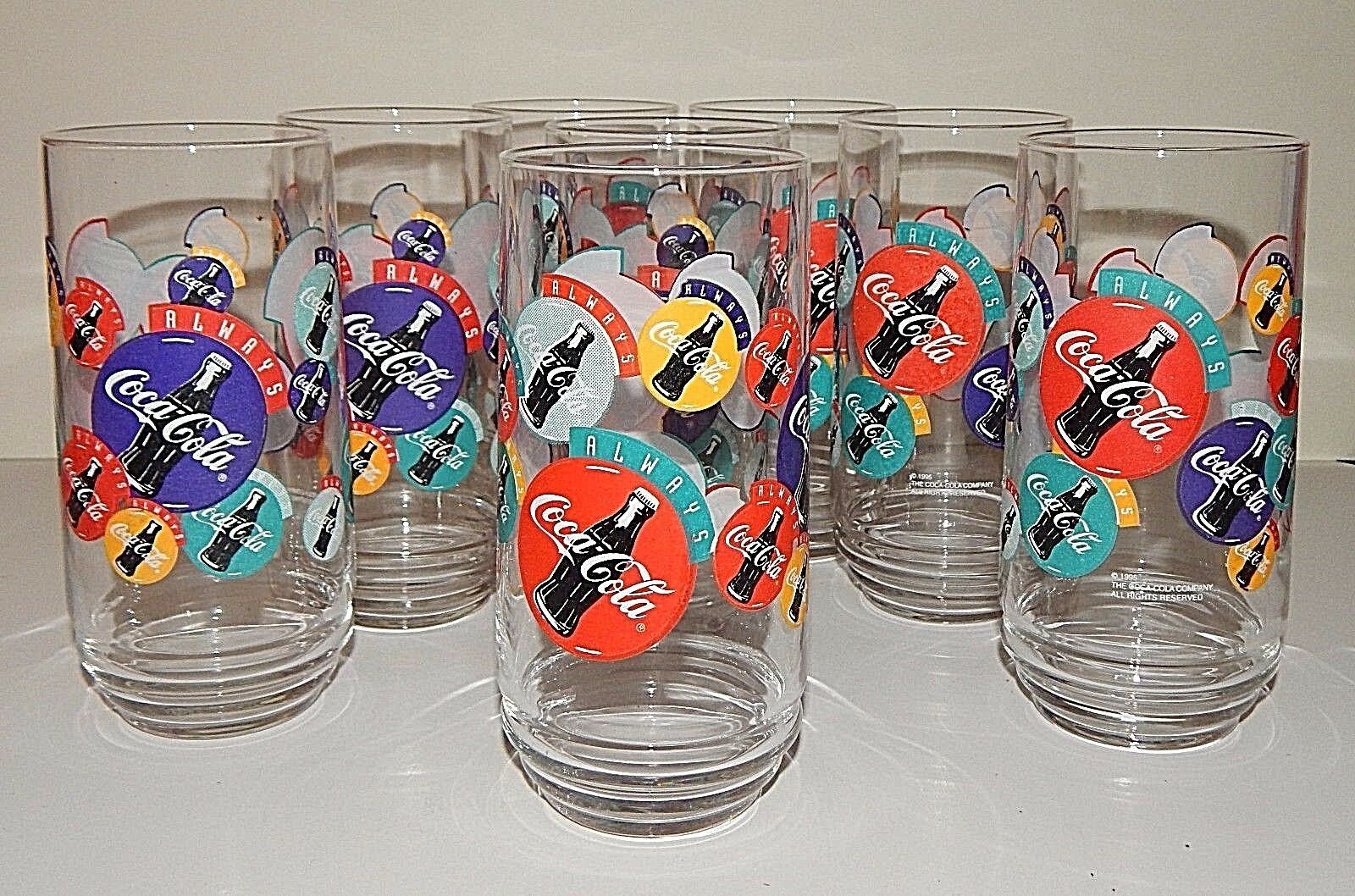 Collectible Multi-colored Coca Cola Glasses 