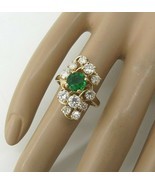 14k 1.75 CTTW Diamond Gold Cocktail Ring 1CT Lab Emerald Appraisal $5169... - $3,499.99