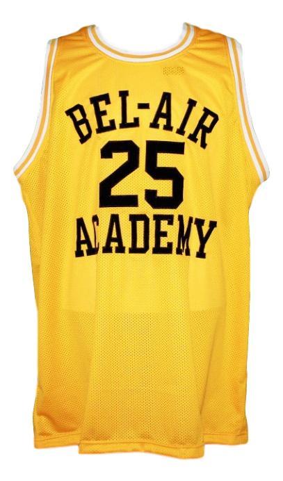 Carlton banks  25 fresh prince of bel air academy basketball jersey yellow   1