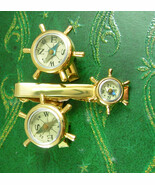 Compass Cufflinks Tie clip Vintage Steampunk Ships Wheel Navigating Coor... - $175.00