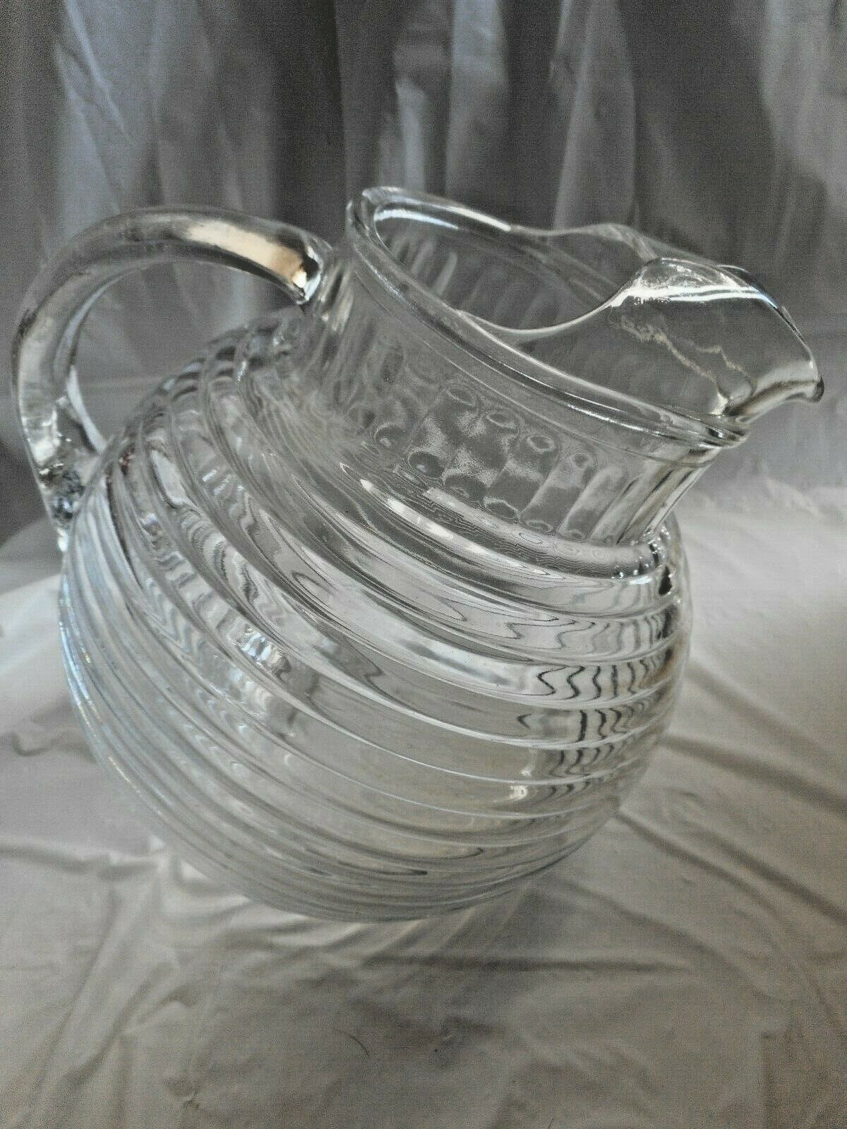 Vintage Anchor Hocking Lido Milano Clear Glass Pitcher