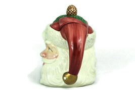 Fitz and Floyd 1993 Omnibus Santa Head Figural Teapot Pine Cone Handle Tip 32 Oz - $32.17