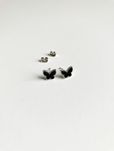 Mini Onyx Butterfly Earrings in Silver - $30.00