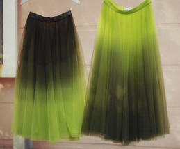 OLIVE GREEN Full Tulle Skirt Green Tie Dye Long Tulle Skirt High Waisted A Line  image 2