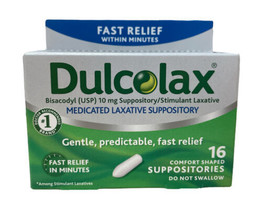 Dulcolax Medicated Laxative Suppository 16 Comfort Shaped Suppositories  04/2025^ 681421021333