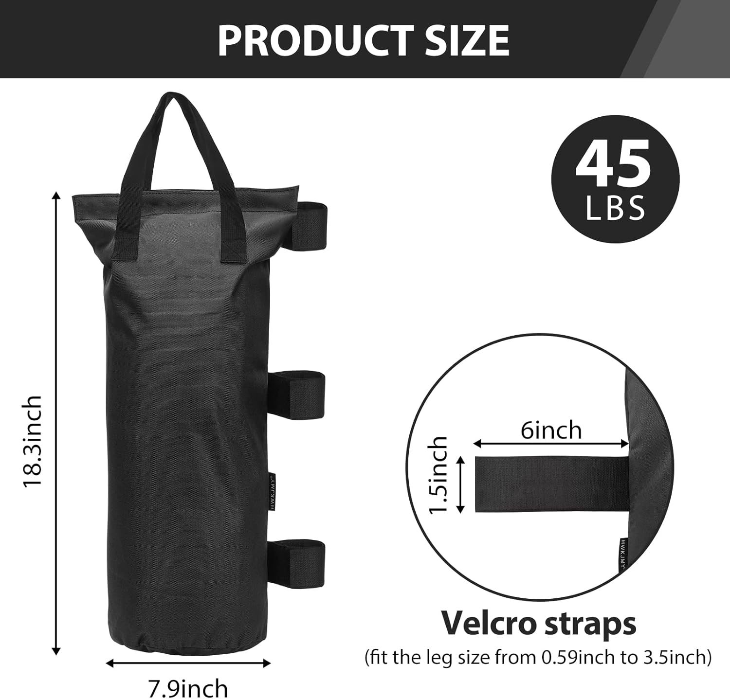 OUTDOOR WIND Canopy Weight Bags 112lbs Sand Bags for Canopy Tent,4 Packs  Black,Without Sand