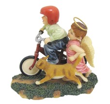 DEMDACO Prayers &amp; Promises Figurine I&#39;m Doing It Biking Boy Dog 2002 Bil... - $24.26
