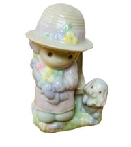 Precious Moments Figurine Girl and Puppy Salt and Pepper Shakers - $7.11