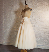 Ivory White Wide High Waisted Tulle Skirt Outfit Vintage Inspired Holiday Outfit image 2