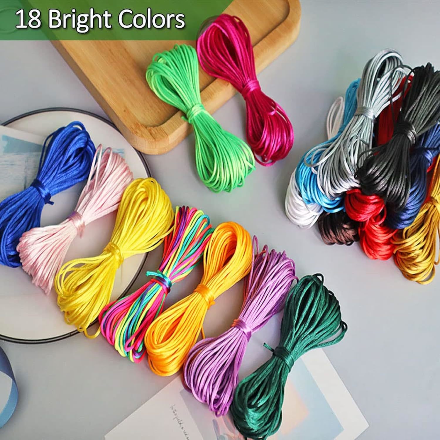 Nylon String for Bracelets 1.5mm Nylon Cord 18 Colors Nylon Satin String Silky B