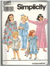 Simplicity Uncut Sewing Pattern #8093 Child&#39;s Nightgown Robe Pajamas Siz... - $5.70