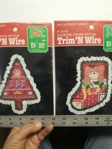 Lot of 2 Trim&#39;N Wire Cross Stitch Teddy Bear Sock Toy Land Tree - $15.99