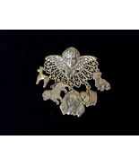 ANGEL CUPID Brooch Pin with 5 Dangling DOG Charms in Brass-Tone - 2 inches - $25.00