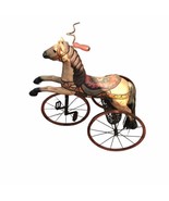 Vintage Wooden Horse Tricycle hand Painted pony glass eyes rustic - $395.95