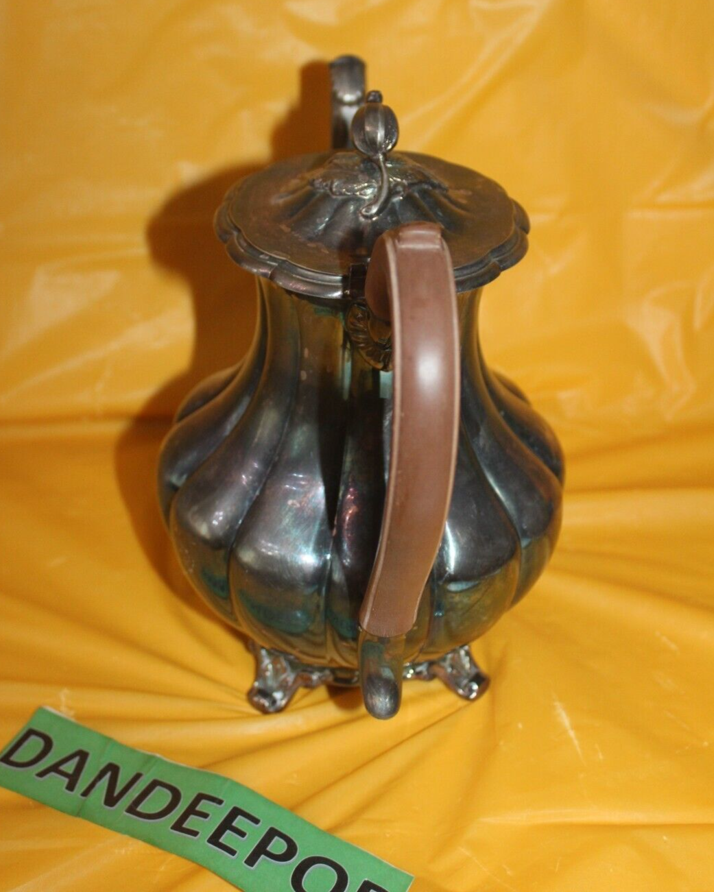 Antique Old English Melon Community Plate Silver Metal Teapot Tea