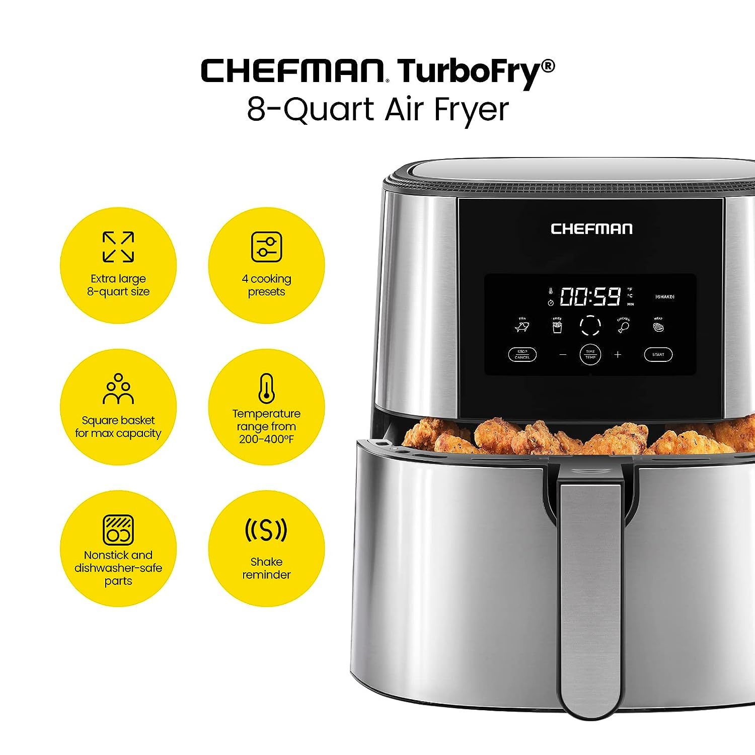 Chefman TurboFry Touch Digital Air Fryer - Black, 4.5 qt - Fry's