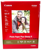 Canon PP-201 Photo Paper Plus GLOSSY II 8-1/2 x 11~Pack of 20 Sheets ~ B... - $18.03