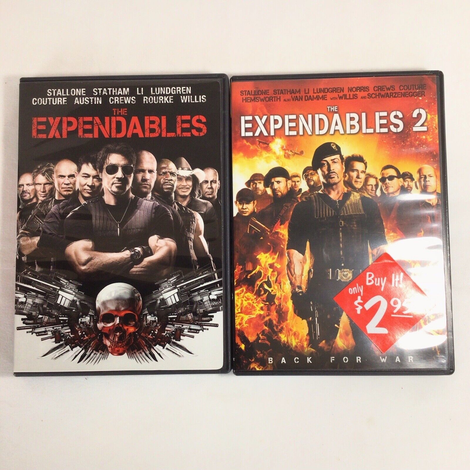 The Expendables & The Expendables 2 DVD Stallone Willis Schwarzenegger ...