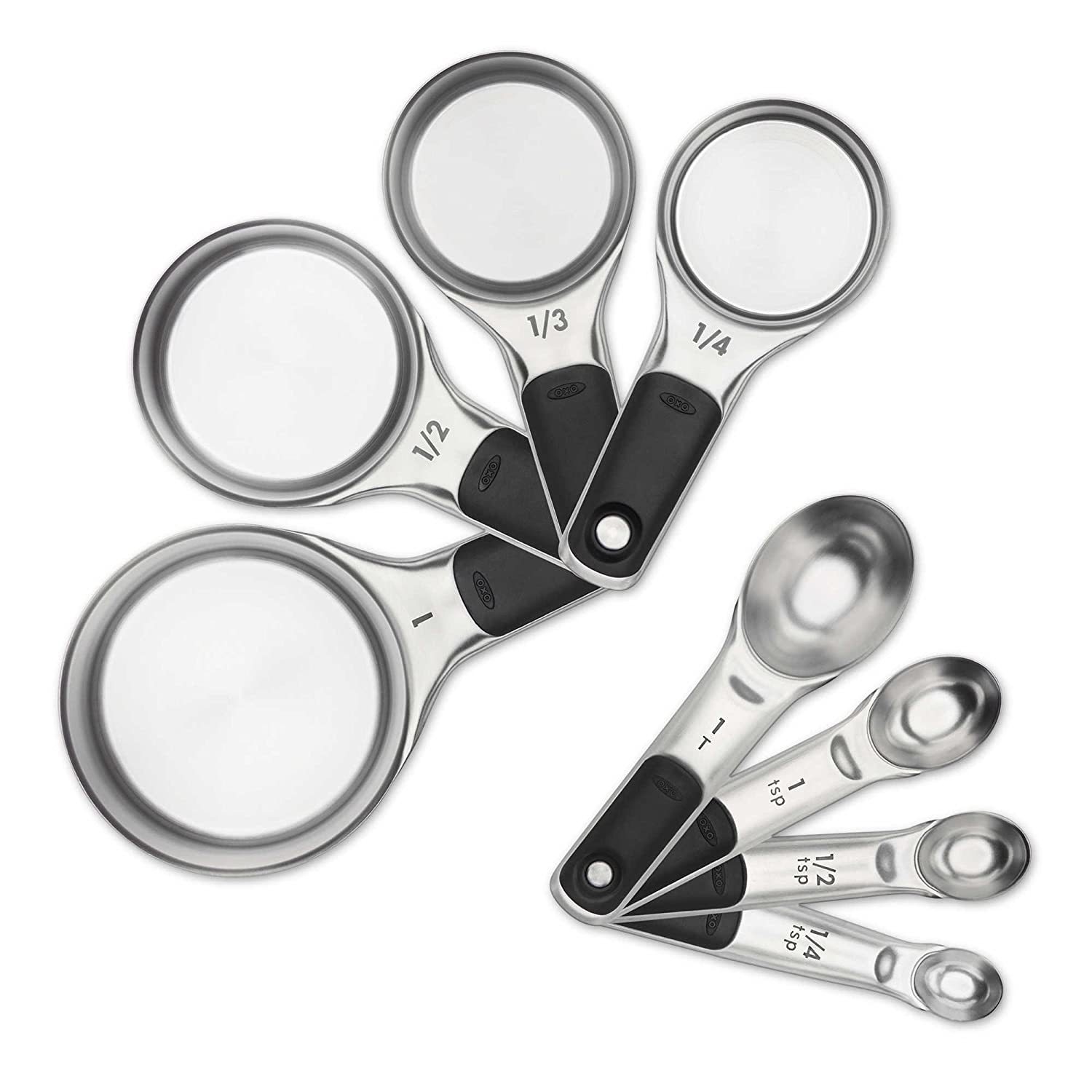 Chef Craft Select Plastic Measuring Scoop, 1/4 tsp, 1/2 tsp, 1 tsp, 1 tbsp,  1/4 cup, 1/3 cup, 1/2 cup and 1 cup size, White