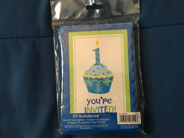 1 Pack of 20 Baby Boy 1st Birthday Invitations *NEW* s1 - $7.99
