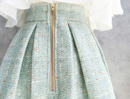 Sage Green Winter Midi Skirt Holiday Skirt Lady A-line Woolen Pleated Skirt Plus image 4