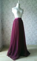 Burgundy Floor-length Tulle Skirt Outfit Bridesmaid Burgundy Tulle Skirt Plus image 3