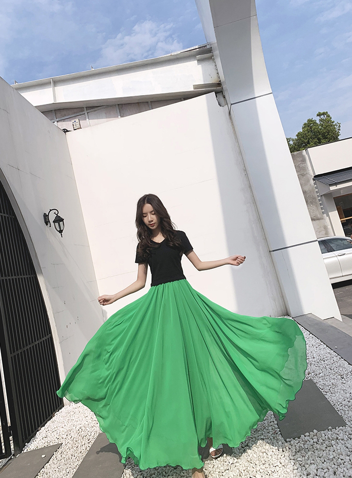 Green chiffon skirt 5