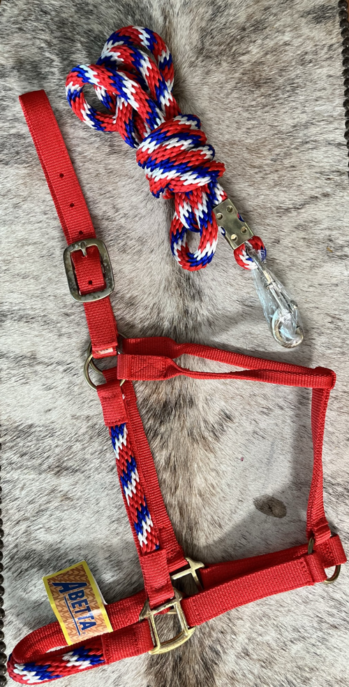 Halter lead inset red white blue