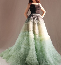 Sage Green Tiered Maxi Tulle Skirt Wedding Bridal Skirt Outfit Evening Skirts image 2