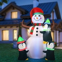 6 Feet Christmas Quick Inflatable Snowman with Penguins - Color: Multico... - $108.43